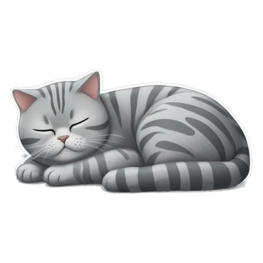 Grey striped british shorthair cat sleeping sticker
