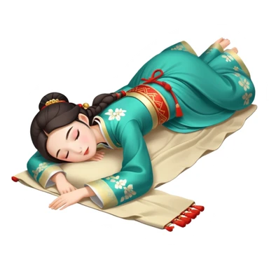 Beautiful girl in Hanfu lying on the ground sleeping sticker