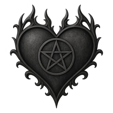 gothic heart with a pentagram, remove background sticker
