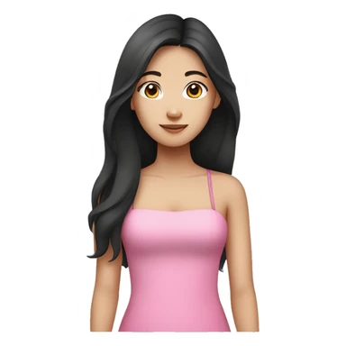 Asian girl with dark long hair wearing a pink dress with thin straps sticker
