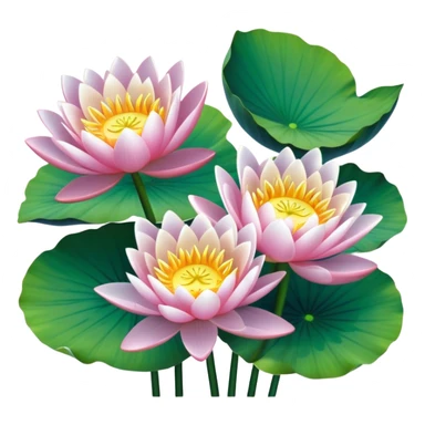 luxuriant, bouquet Water Lily, stem, Water Lily leaf sticker
