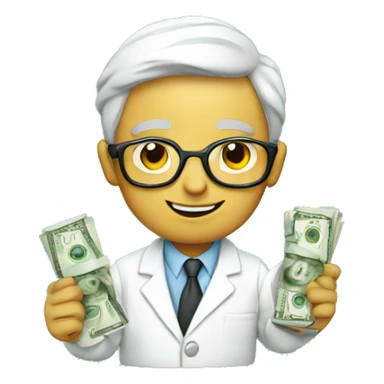 scientist with money sticker