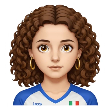 very beautiful italian girl, dark brown eyes, looking like Emma Watson, with curly and big volume very bright brown hair, and a golden piercing ring in nose on left side, doing sports

 sticker