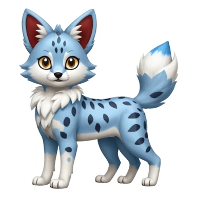Blue cute adorable serval-Lycanroc-wolf-fusion-hybrid, full body sticker