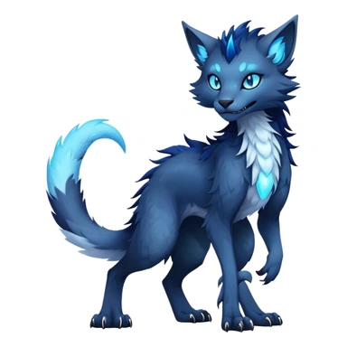 dark cool edgy fantasy ethereal feline-vernid-sergal-fursona animal creature with a tufted tail full body sticker