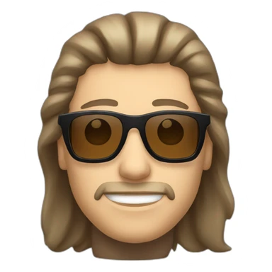 caucasian man, mullet, brown hair, sunglasses sticker