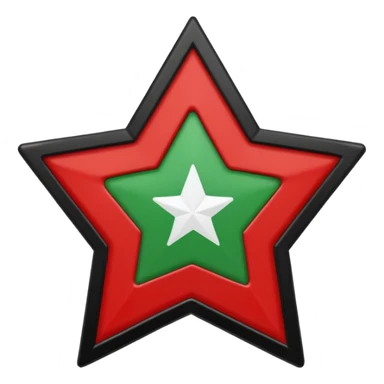 بالا قرمز پایین سیاه و وسط سفید  و وسط سفید ستاره سبزه sticker