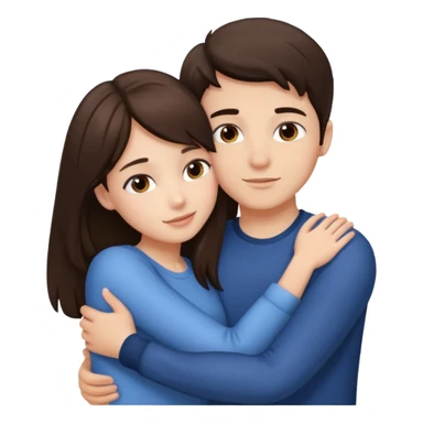 Brunette girl and brunette boy hugging  sticker