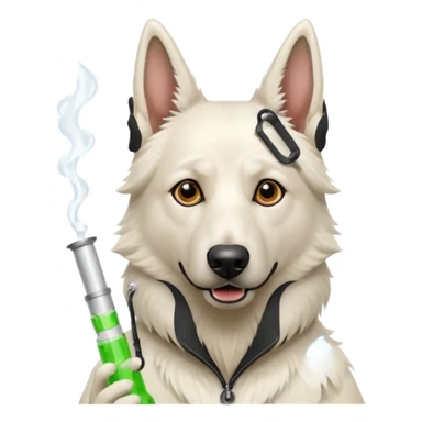 White belgian Shepard with bong sticker