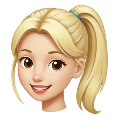 blonde girl with high pony tail hair, winking sticker