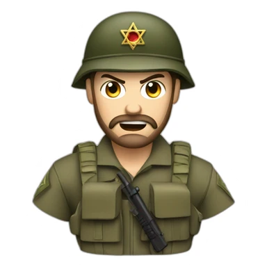angry jewish combat solider magen david  sticker