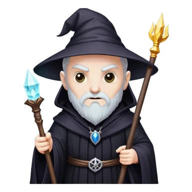 evil wizard with staff and dark robes sticker