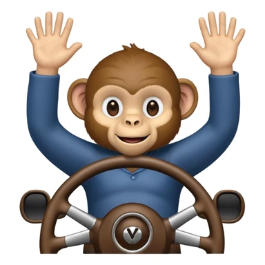 monkey pretending to drive but no car sticker