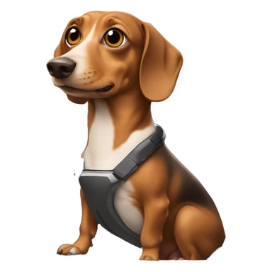 Weiner dog driving Tesla  sticker