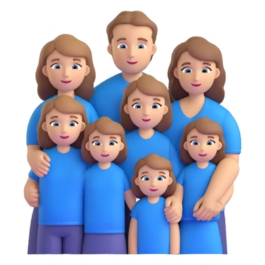 Family with mother, father and three little girls, everyone has light brown hair and blue eyes sticker