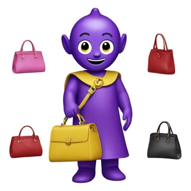 Teletubby tinky-winky with handbags  sticker