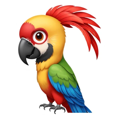 cinematic-cute-macaw-portrait-emoji,-head-tilted-playfully-and-inquisitively,-with-a-dazzling-red-plumage-and-round,-sparkling-eyes-filled-with-charm,-simplified-yet-irresistibly-adorable-features,-highly-detailed sticker