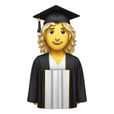 White Male college graduate long Hair emoji sticker