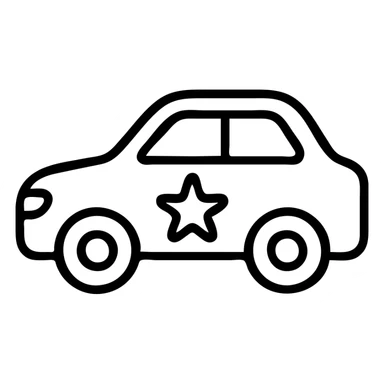 outlined icon of a small star on the glossy black body of a premium vehicle, clean lines, subtle reflections, modern and simple sticker