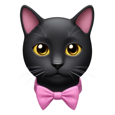 A black cat with a bit of white along the front of the neck with a pink beard  sticker