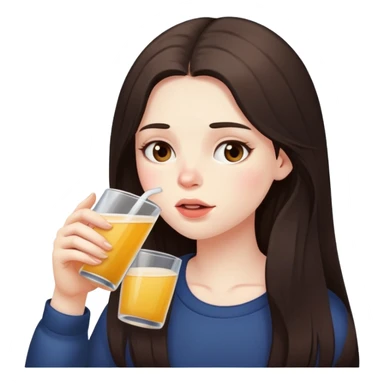 girl with long dark brown hair and pale skin drinking too much  sticker