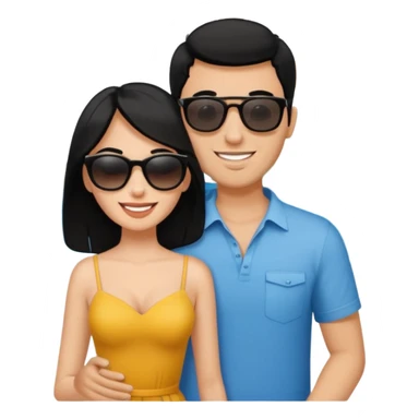 A white woman and man on their honeymoon (black hair) sticker