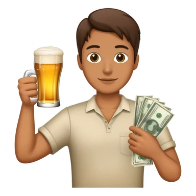 holding money in one hand and a beer in the other sticker