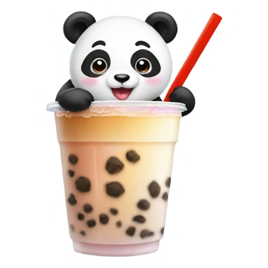 Panda drinking bubble tea sticker
