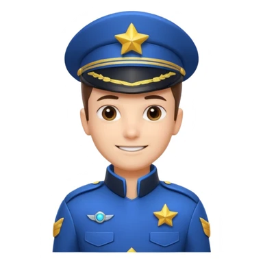 cute spaceship captain portrait, head and shoulders only, futuristic captain uniform collar, captain badge, confident smile, 3D cartoon, mobile game icon style, clean background, no text, no watermark
 sticker