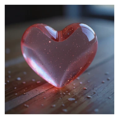 Remove the background, keep the photorealistic glass heart with sparkles and subtle rainbow reflections, make background transparent. sticker