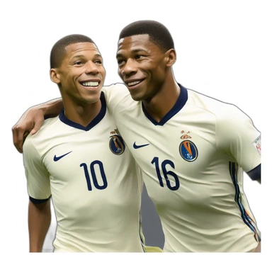 Mbappé and Pelé in style of sorolla sticker