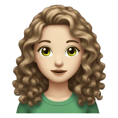 Pretty girl with wavy brown hair pale skin and green eyes sticker