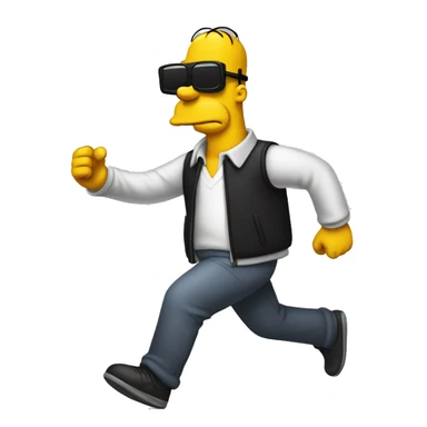 homero simpson corriendo con gafas negras sticker