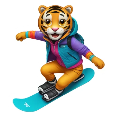 Tiger snowboarding  sticker