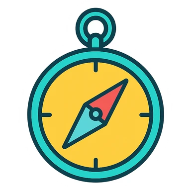 compass icon, bold color outline, modern icon style sticker