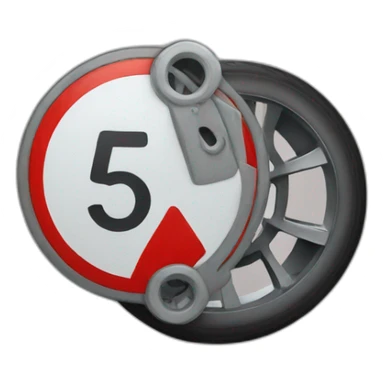 a wheel with a stop sign sticker