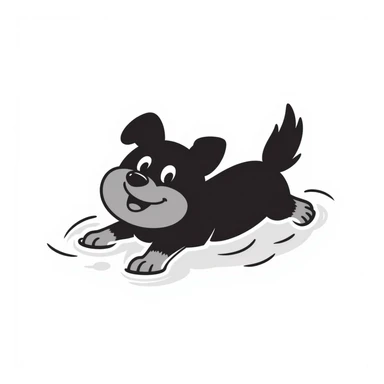 dog swimming in water, hand drawn doodle style, sketchy, simple lines sticker