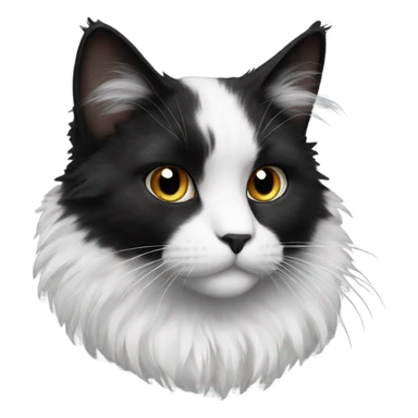 Black and white fluffy cat sticker