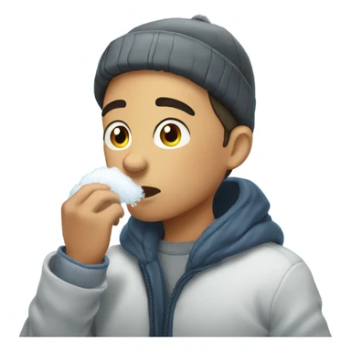 Boy sniffing snow sticker