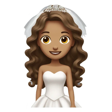 bride with brown long wavy hair, brown eyes sticker