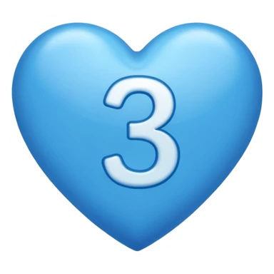 number "3" print inside the blue heart shape sticker