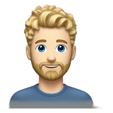 blond guy with taper fade, messy curly tiktok guy front and top of hair and dark blonde beard and blue eyes sticker