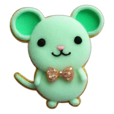 Mint mouse handmade brooch sticker
