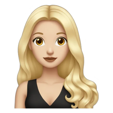 white girl with gold hoop earrings wearing black dress and long black hair sticker