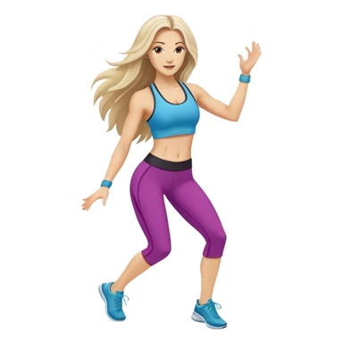 White Caucasian long hair woman Zumba dance  sticker