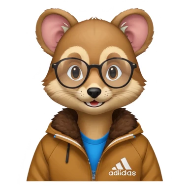 I need a weasel with glasses in an adidas jacket sticker