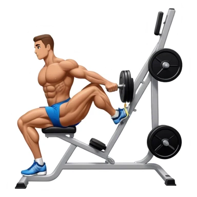 side-view bodybuilder seated weighted calf-raise machine lower leg exercise sticker