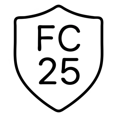 minimal icon of 'FC 25' as a badge or logo, simple black outline, no fill sticker