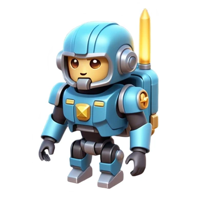 Clash of Clans aesthetic: Cinematic Playful 3D Isometric Jetpack Emoji, rendered in a 3D vector-style similar to standard emojis with minimal shading and bold, simplified shapes. A compact, distinct form with signature details, softly glowing with a futuristic sci-fi warfare charm. Simplified yet unmistakably iconic, highly detailed and consistent, glowing with a soft radiance and high shine. Stylized with a touch of high-tech brilliance and a soft glowing outline, capturing the essence of a beloved gaming relic with a friendly, playful manner! sticker