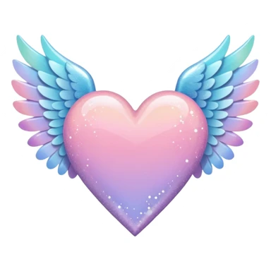 ombré heart with big full pastel wings with glitter sticker